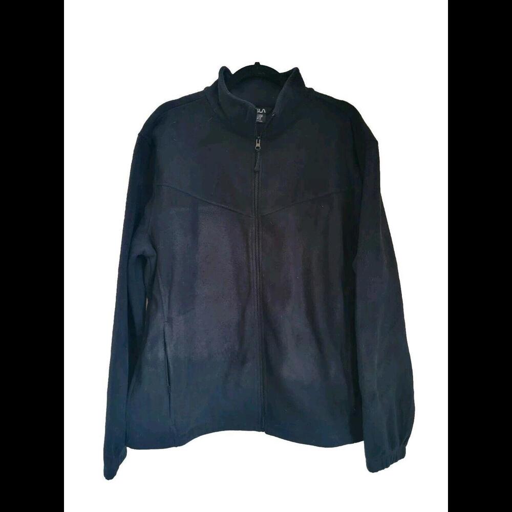 Mens TSLA Softshell Jacket SZ Large L Black Fleece Lined Full Zip